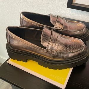 Aldo silver metallic platform loafers